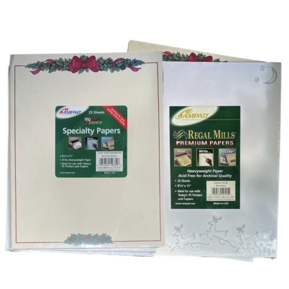 Holiday Ampad 25 Regal Mills Premium Papers Christmas theme 8 1/2x11 Set Of 4 - Picture 1 of 4